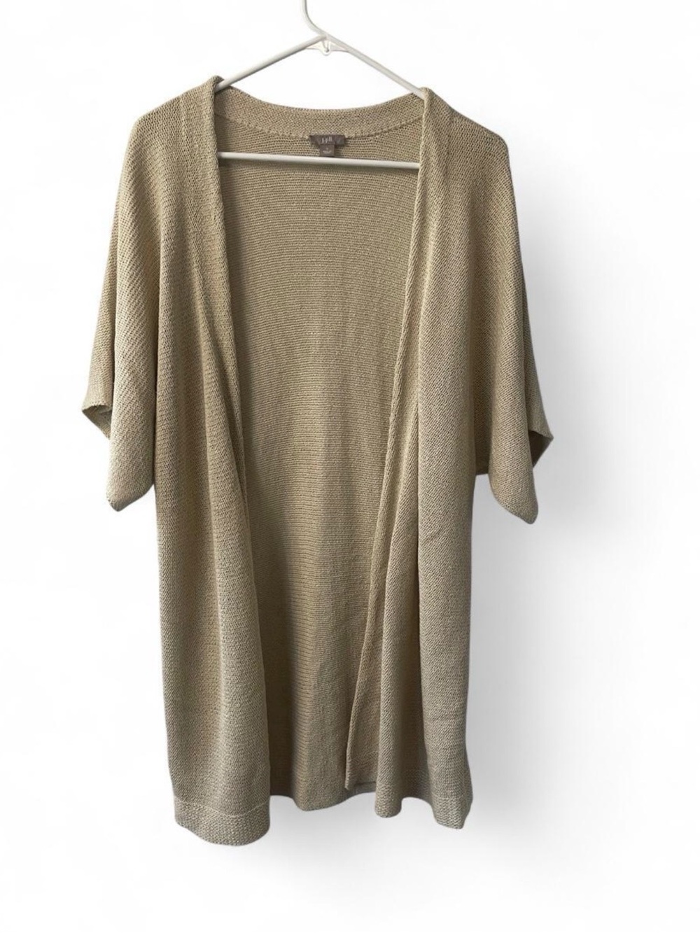 J. Jill Open-Front Short-Sleeve Cardigan in Taupe